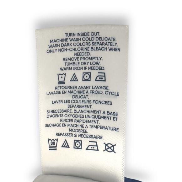 Lands' End Roll-Tab Poplin Boyfriend Tunic Shirt Size XL Cream Blue Ombre - Picture 12 of 13